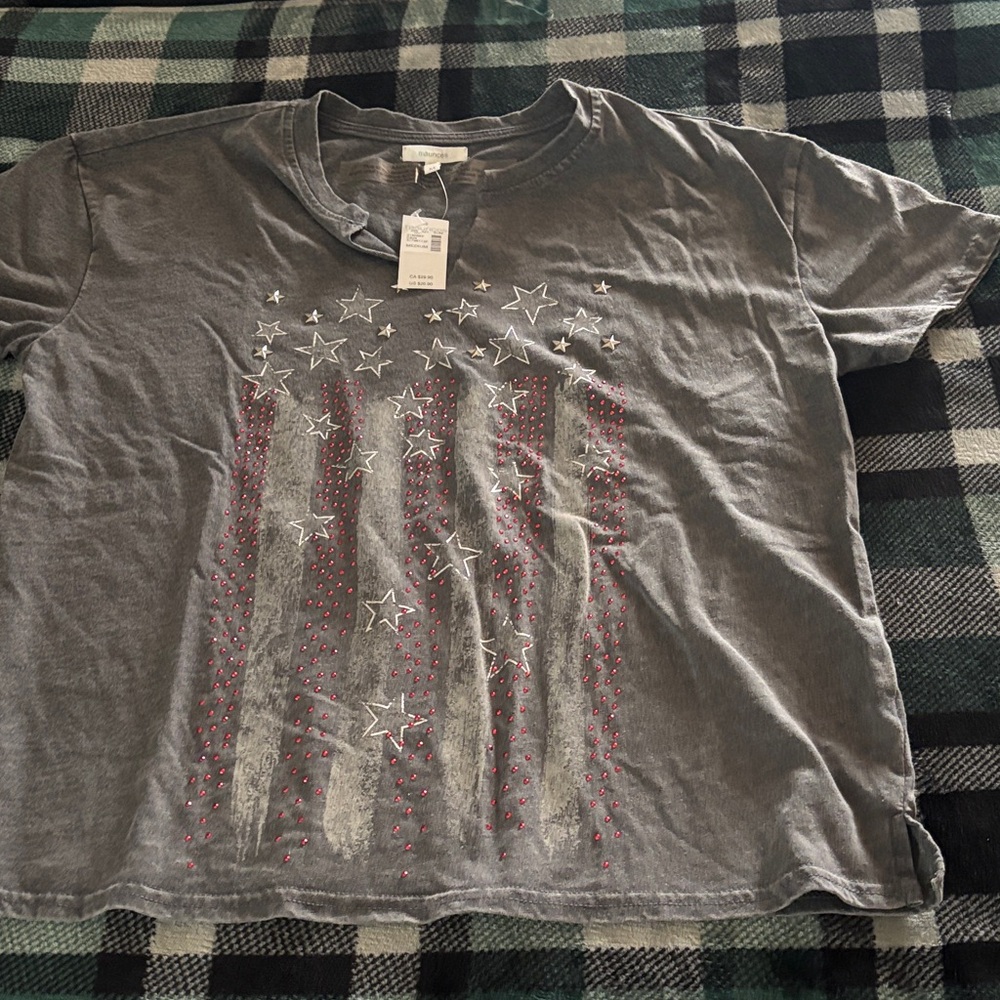 Maurices Gray Star Tee with Red and White Accents